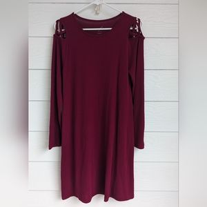 Red Midi long sleeve Fall Winter Sweater dress